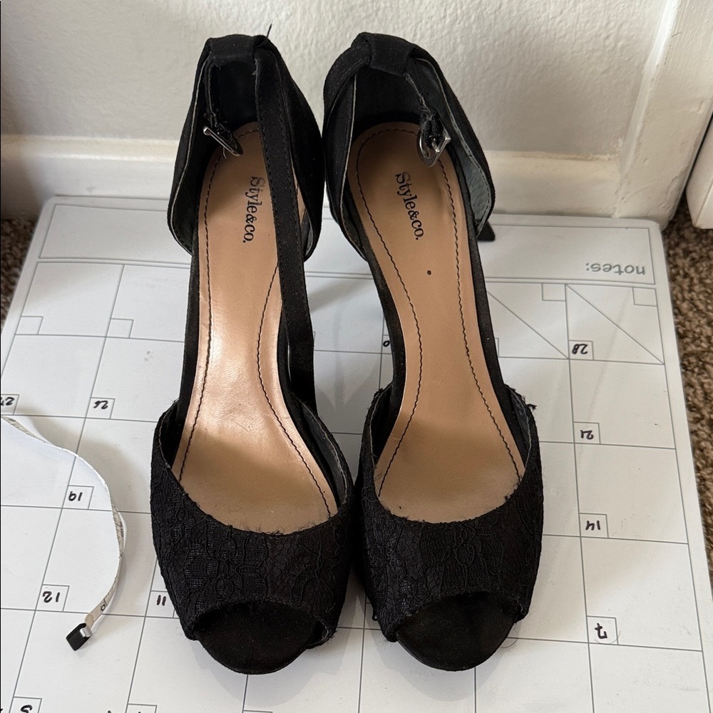 Style & Co. Black Peep-Toe Heels